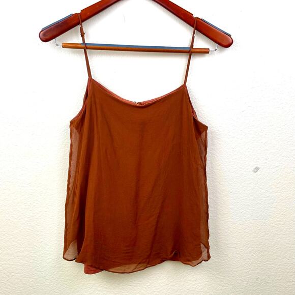 Jigsaw Womens Top Sz S Silk Chocolate Brown Camisole Natural Earthy Forest Fairy - Picture 1 of 8